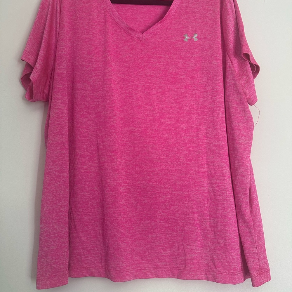 **3 for $15** Under Armour Women's plus size 2x Heathered Pink Short Sleeve Tee